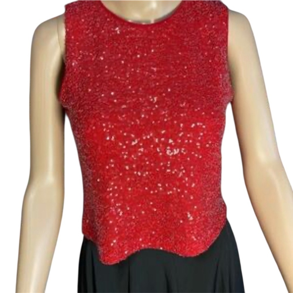 Cupcakes & Cashmere Red Sequin Top